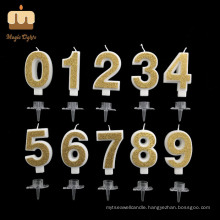 Novelty Gold Glitter Fancy Number   Candle Wholesale